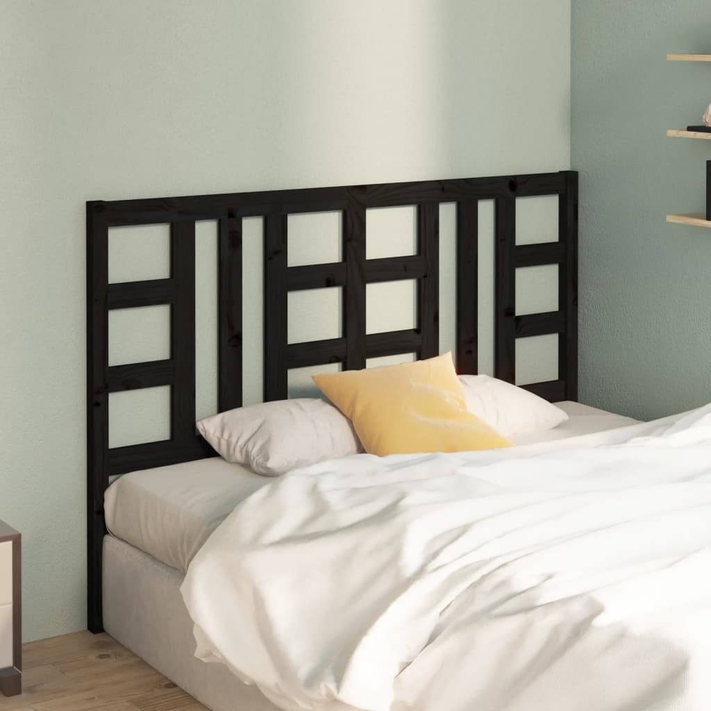 Bed Headboard Black 146x4x100 cm Solid Wood Pine