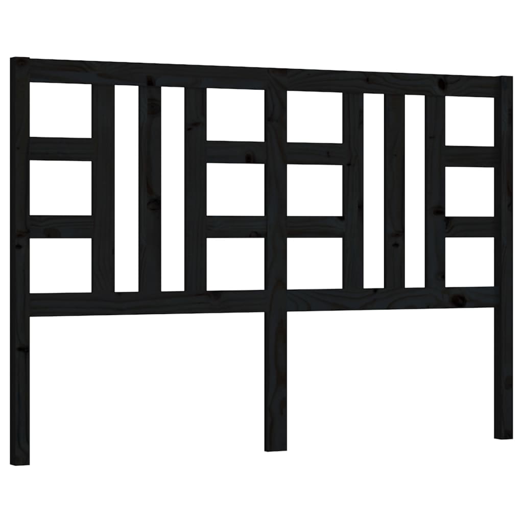 Bed Headboard Black 166x4x100 cm Solid Wood Pine