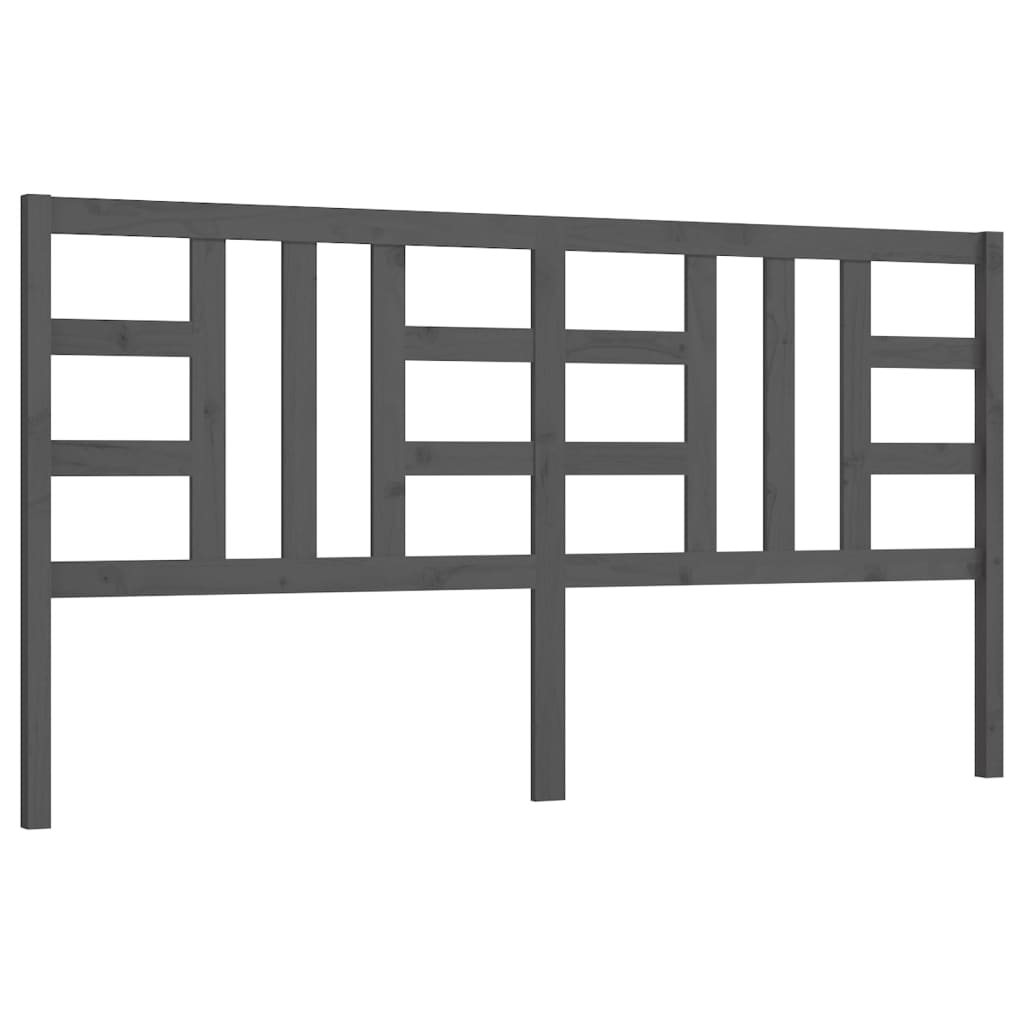 Bed Headboard Grey 186x4x100 cm Solid Wood Pine