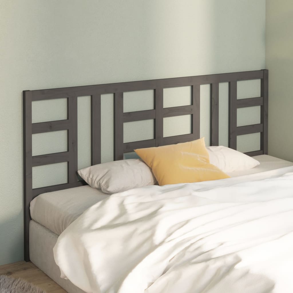 Bed Headboard Grey 186x4x100 cm Solid Wood Pine