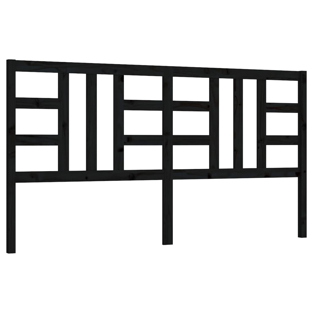 Bed Headboard Black 206x4x100 cm Solid Wood Pine