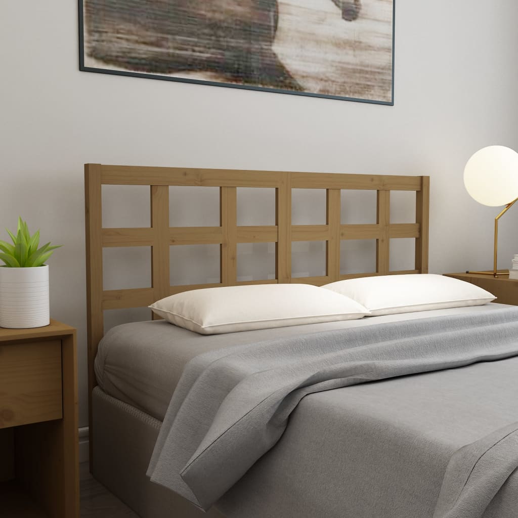 Bed Headboard Honey Brown 156x4x100 cm Solid Wood Pine
