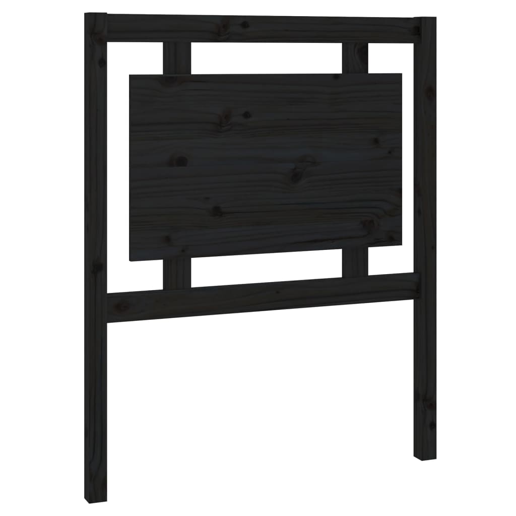 Bed Headboard Black 80.5x4x100 cm Solid Pine Wood