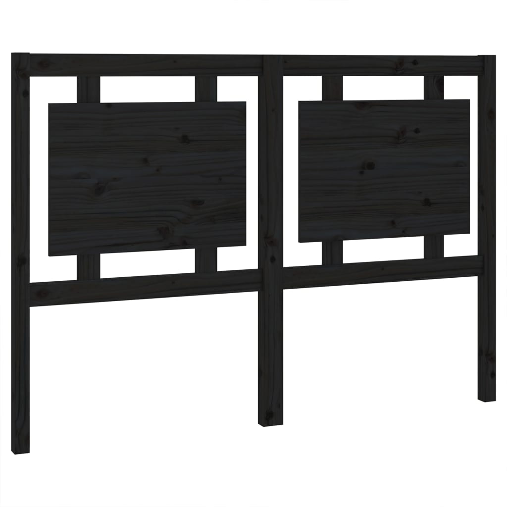 Bed Headboard Black 140.5x4x100 cm Solid Pine Wood