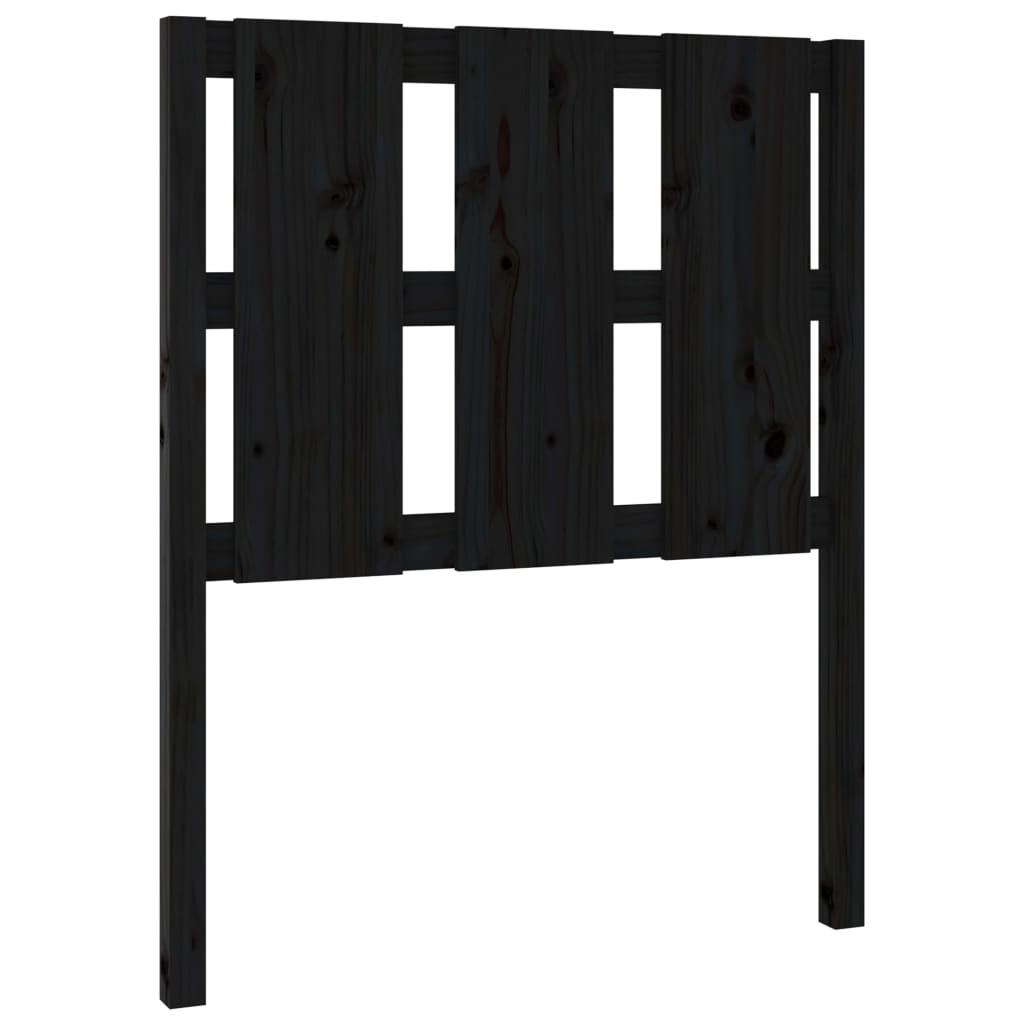 Bed Headboard Black 80.5x4x100 cm Solid Wood Pine