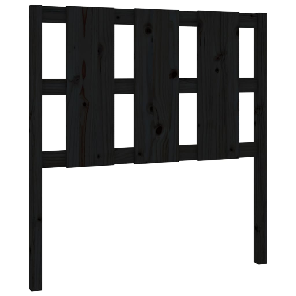 Bed Headboard Black 105.5x4x100 cm Solid Wood Pine