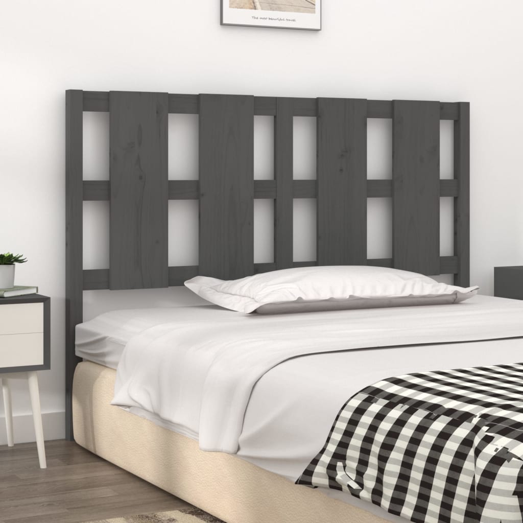 Bed Headboard Grey 145.5x4x100 cm Solid Wood Pine