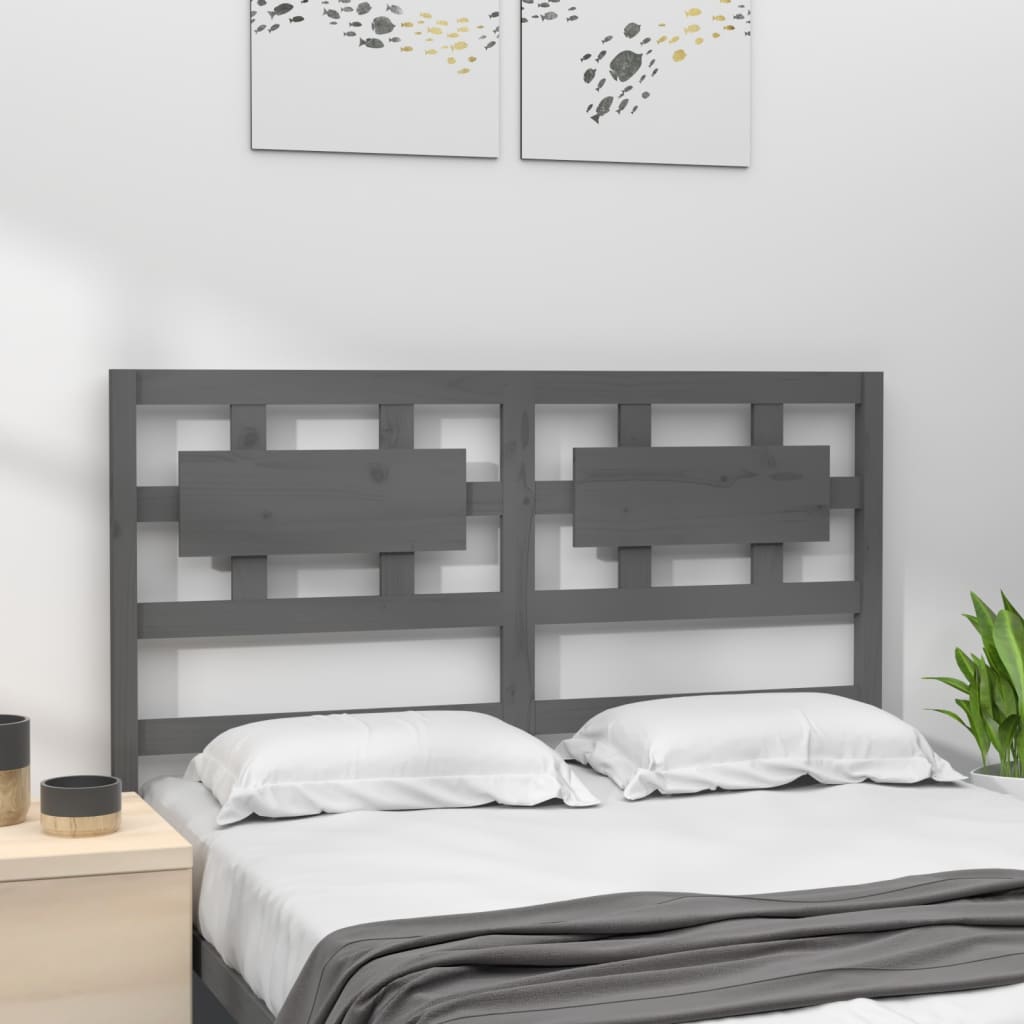 Bed Headboard Grey 145.5x4x100 cm Solid Wood Pine