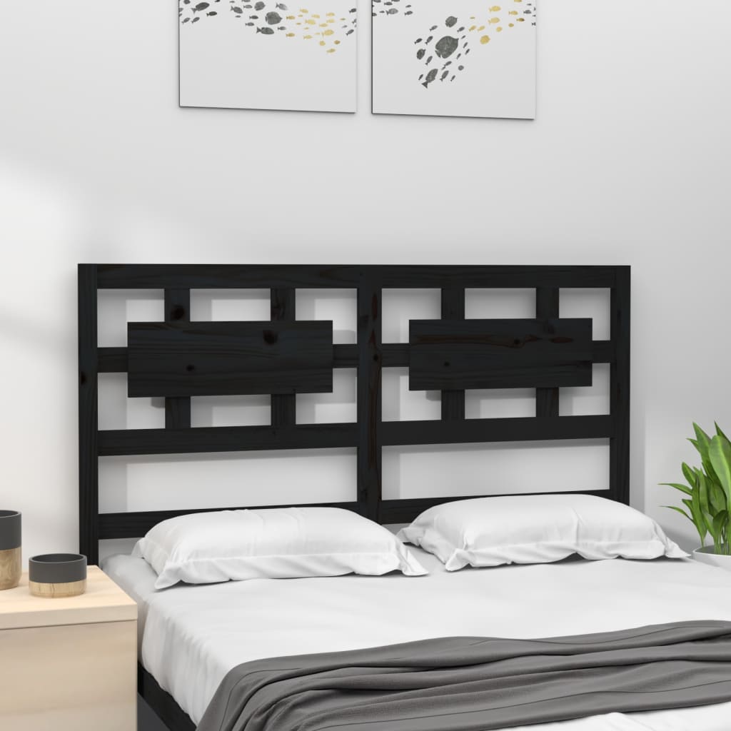Bed Headboard Black 165.5x4x100 cm Solid Wood Pine