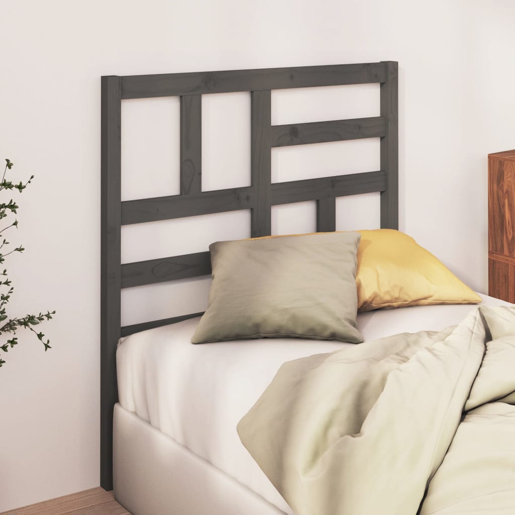 Bed Headboard Grey 96x4x104 cm Solid Wood Pine