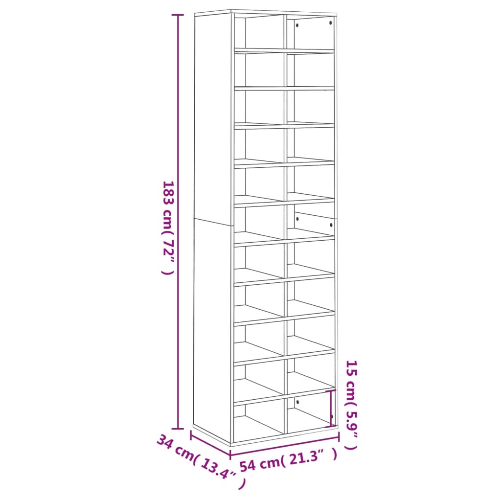 Modern Wooden Large Open Shoe Storage Cabinet Unit With 22 Compartments