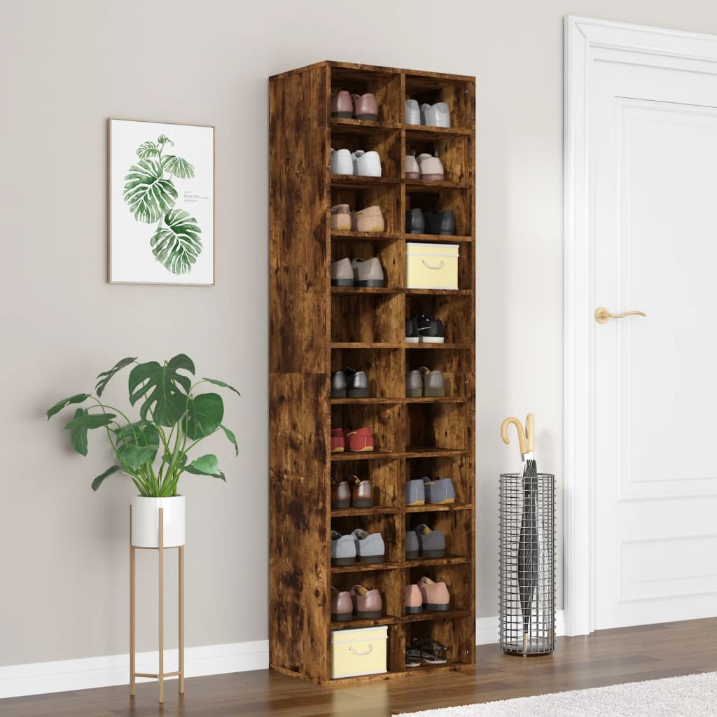 Modern Wooden Large Open Shoe Storage Cabinet Unit With 22 Compartments