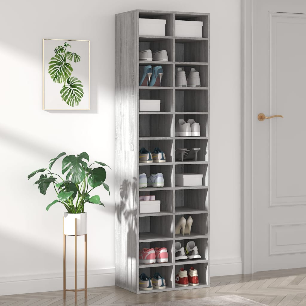 Modern Wooden Large Open Shoe Storage Cabinet Unit With 22 Compartments
