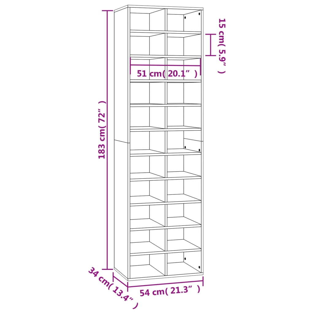 Modern Wooden Large Open Shoe Storage Cabinet Unit With 22 Compartments