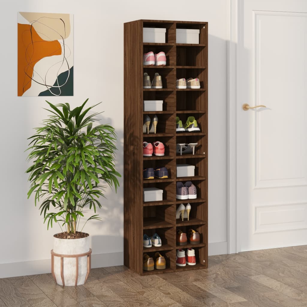 Modern Wooden Large Open Shoe Storage Cabinet Unit With 22 Compartments