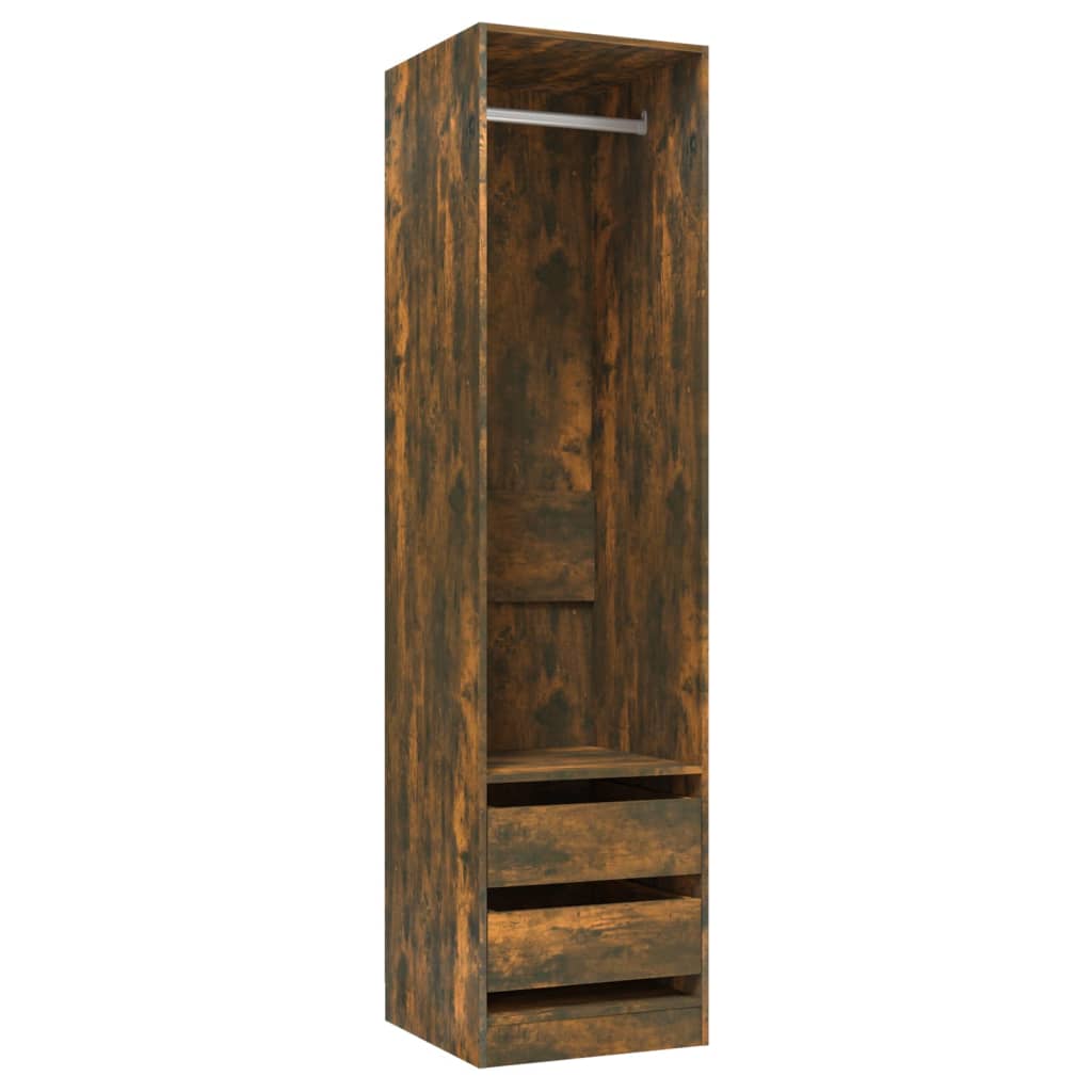 Modern Wooden 50cm Open Tall Bedroom Wardrobe With 2 Drawers Hanging Rail