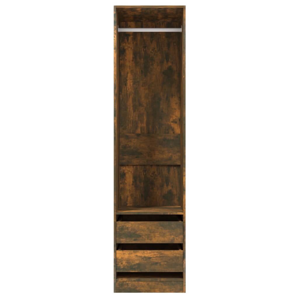Modern Wooden 50cm Open Tall Bedroom Wardrobe With 2 Drawers Hanging Rail