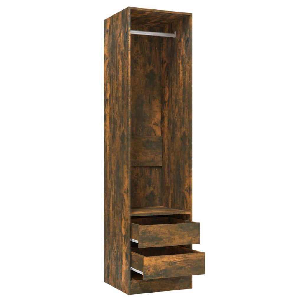 Modern Wooden 50cm Open Tall Bedroom Wardrobe With 2 Drawers Hanging Rail