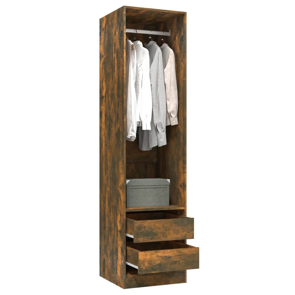 Modern Wooden 50cm Open Tall Bedroom Wardrobe With 2 Drawers Hanging Rail