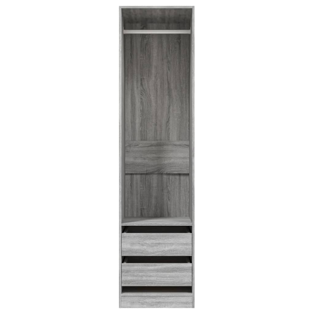 Modern Wooden 50cm Open Tall Bedroom Wardrobe With 2 Drawers Hanging Rail