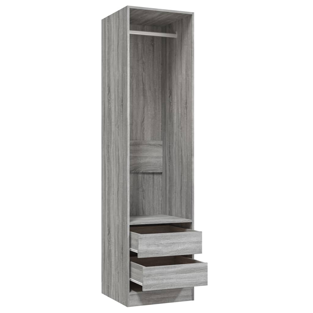 Modern Wooden 50cm Open Tall Bedroom Wardrobe With 2 Drawers Hanging Rail