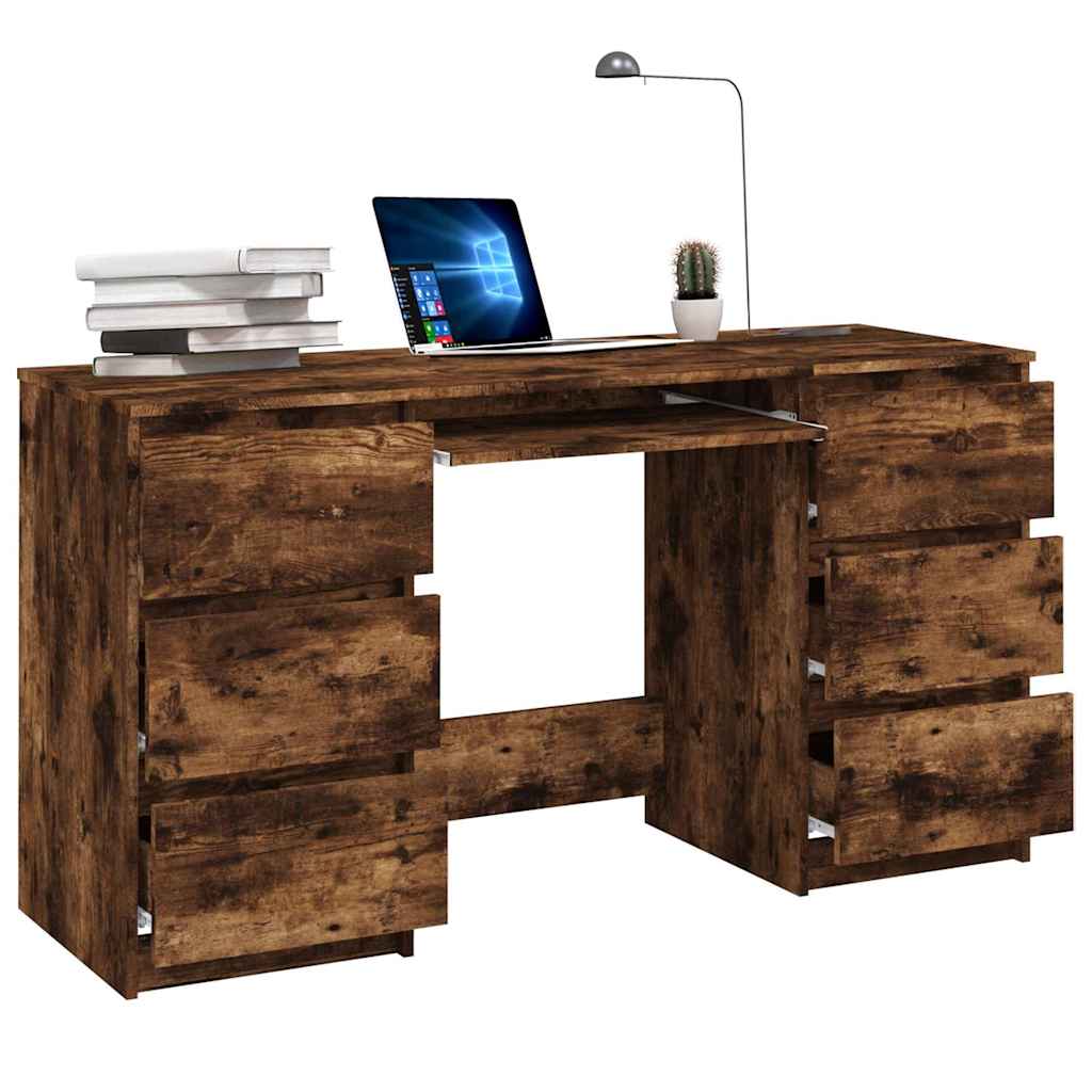 Modern Wooden Home Office Computer Desk Table With 6 Storage Drawers
