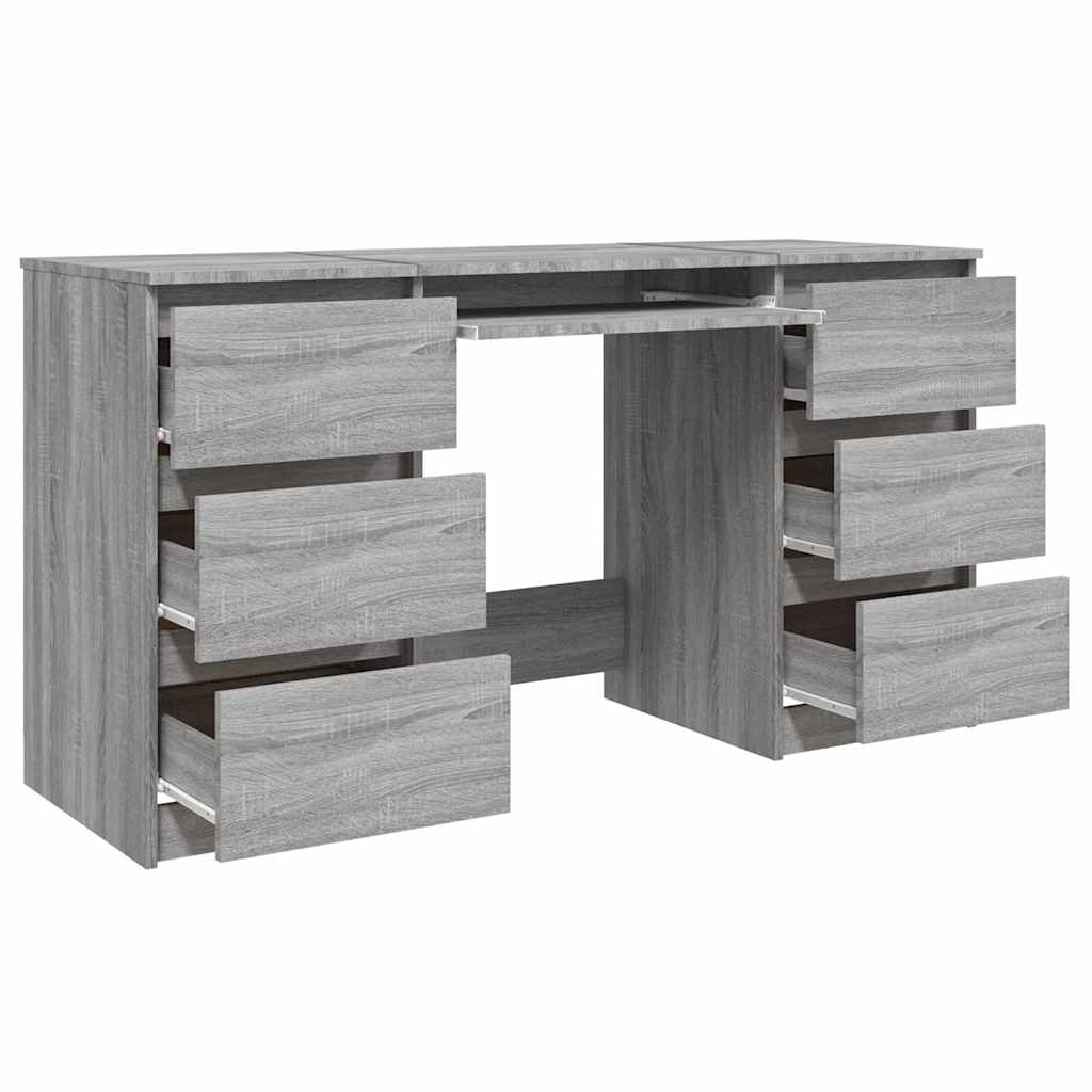Modern Wooden Home Office Computer Desk Table With 6 Storage Drawers