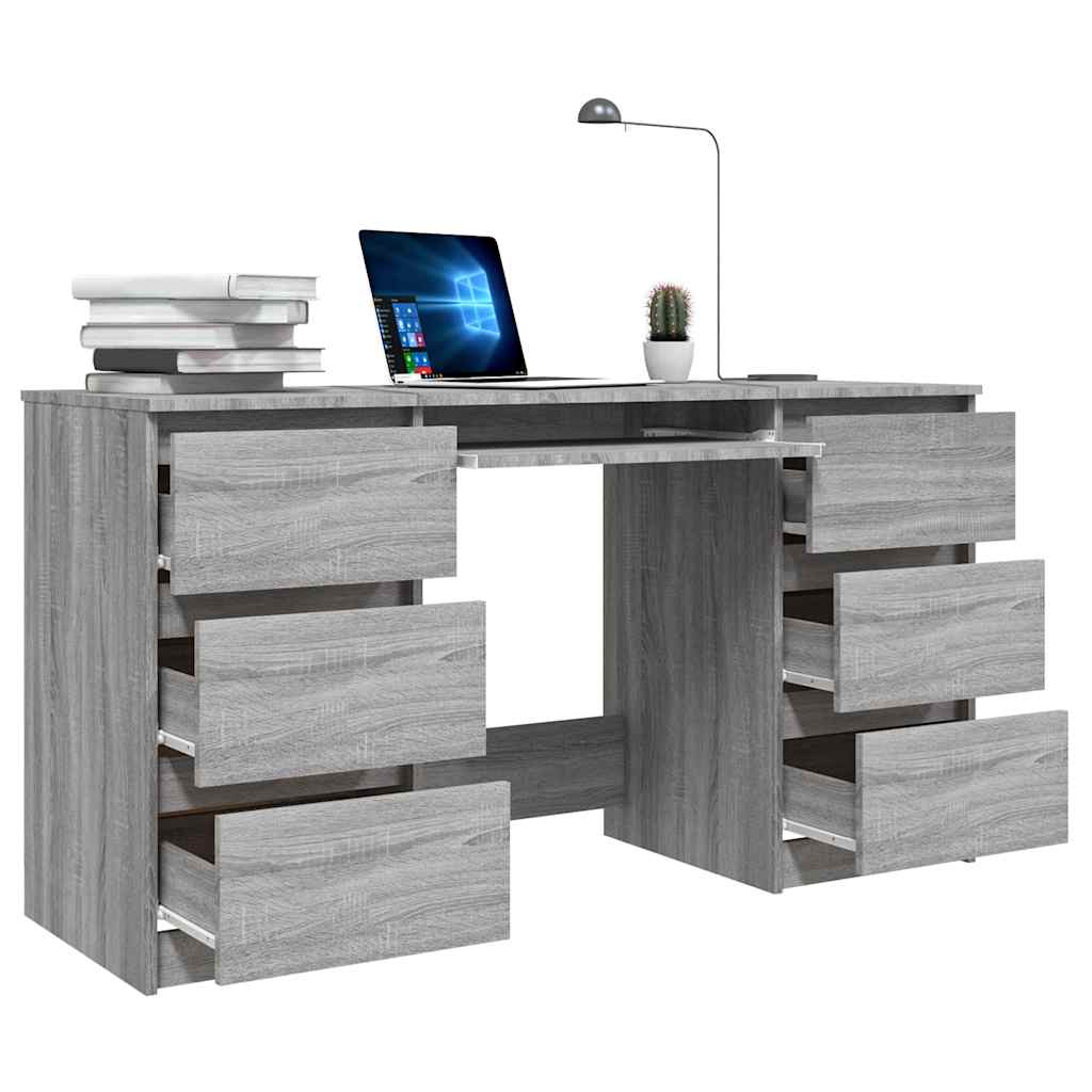 Modern Wooden Home Office Computer Desk Table With 6 Storage Drawers