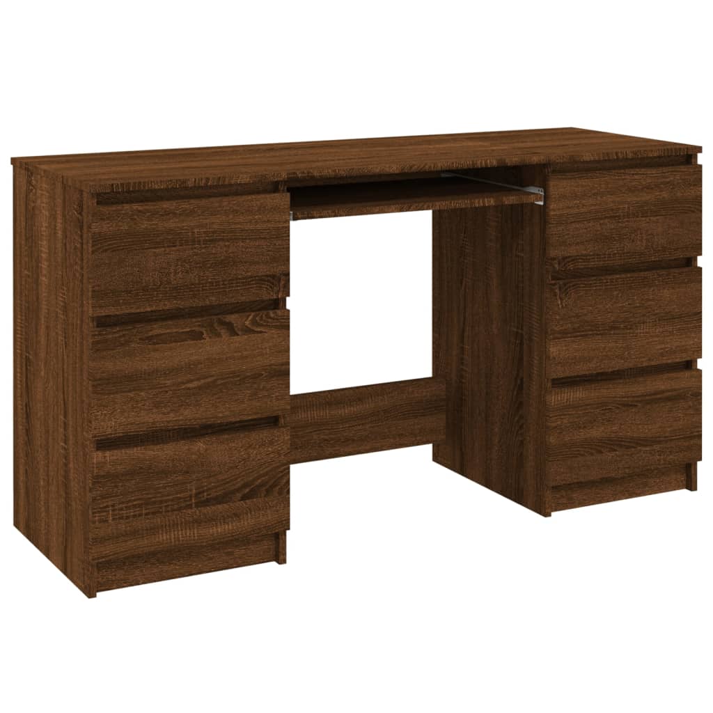 Modern Wooden Home Office Computer Desk Table With 6 Storage Drawers