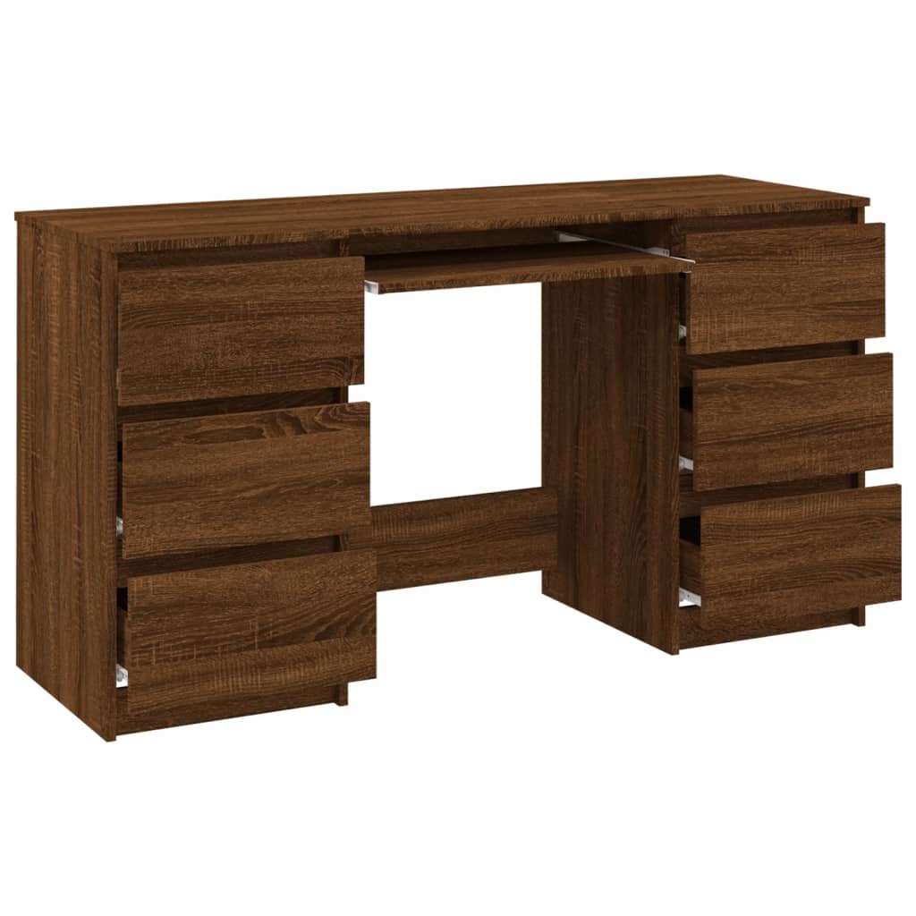 Modern Wooden Home Office Computer Desk Table With 6 Storage Drawers