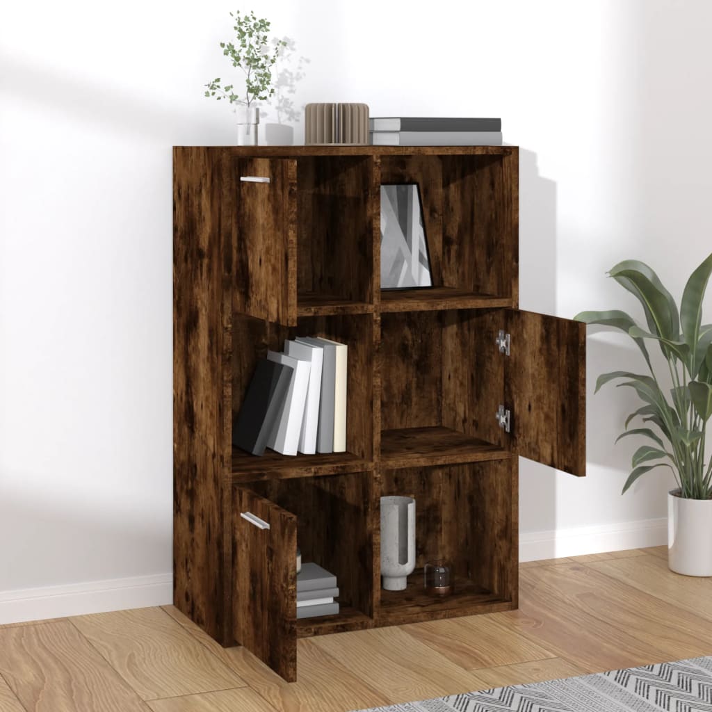 Modern Wooden Home Storage Cabinet Bookcase With 3 Doors & Shelves Wood