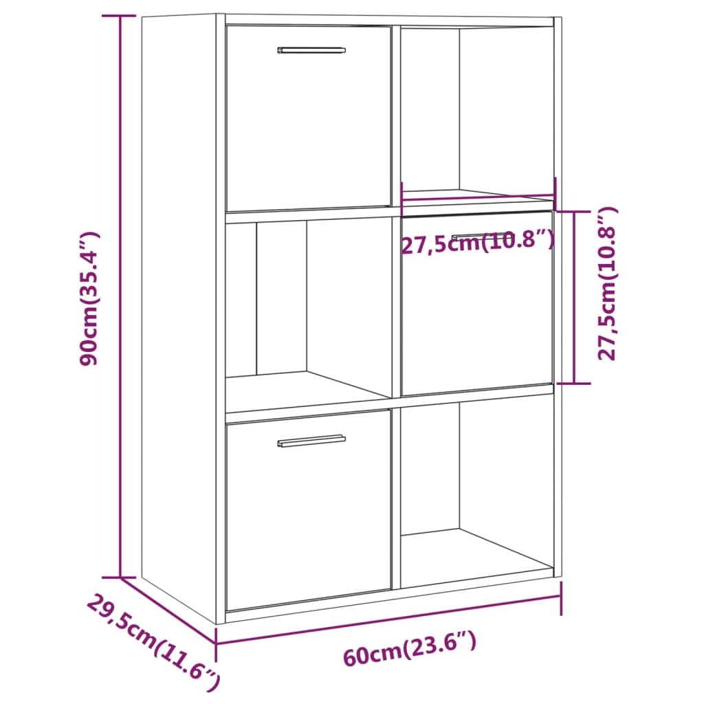 Modern Wooden Home Storage Cabinet Bookcase With 3 Doors & Shelves Wood