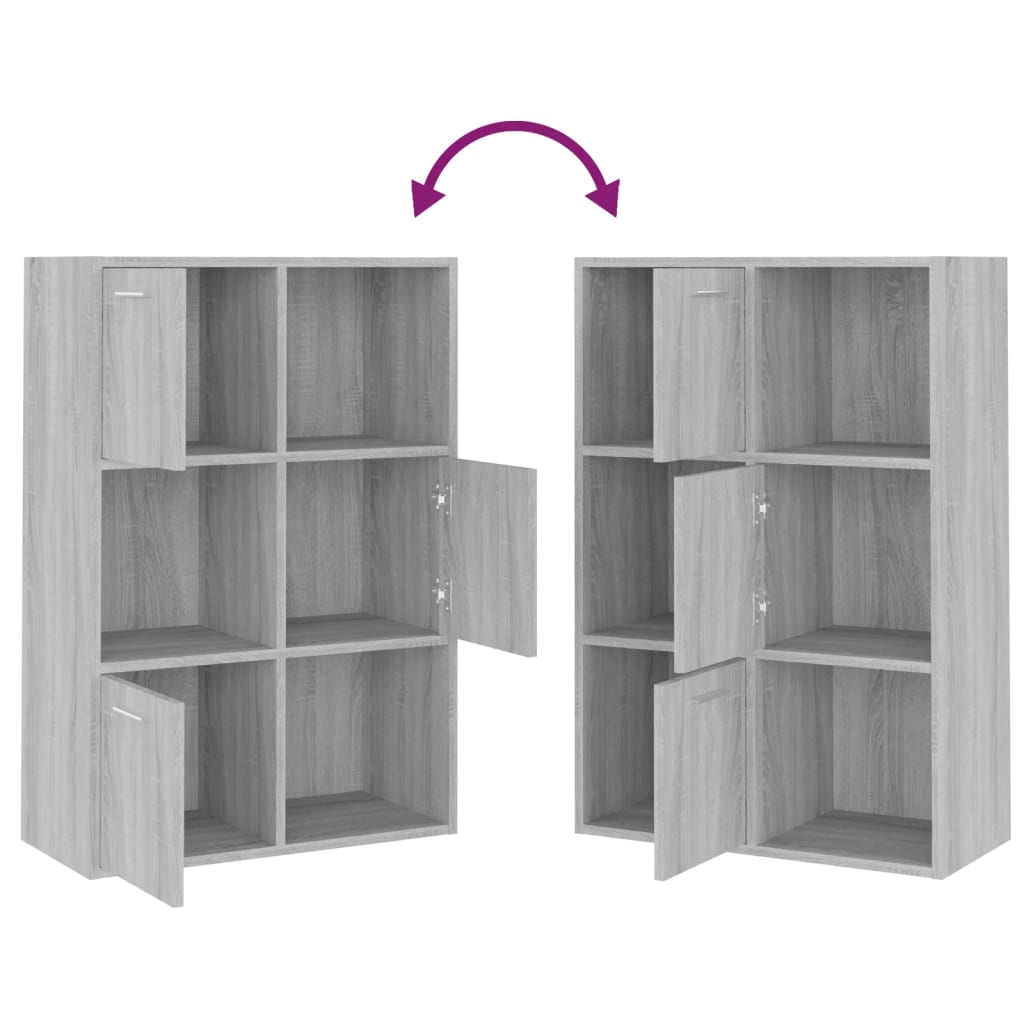 Modern Wooden Home Storage Cabinet Bookcase With 3 Doors & Shelves Wood