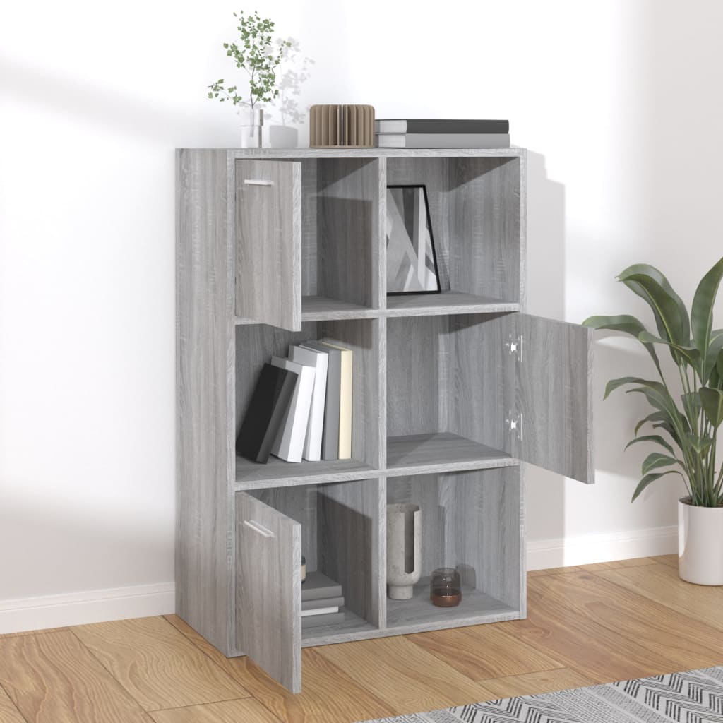 Modern Wooden Home Storage Cabinet Bookcase With 3 Doors & Shelves Wood