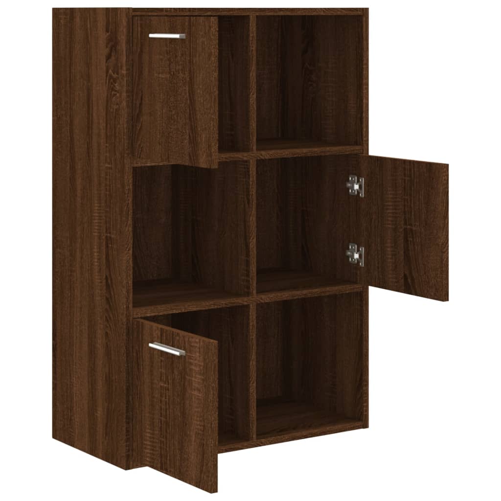 Modern Wooden Home Storage Cabinet Bookcase With 3 Doors & Shelves Wood