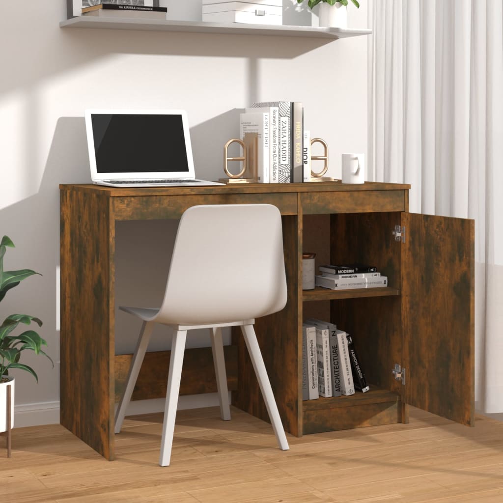 Modern Wooden Home Office Computer Desk Table With Storage Cupboard Wood