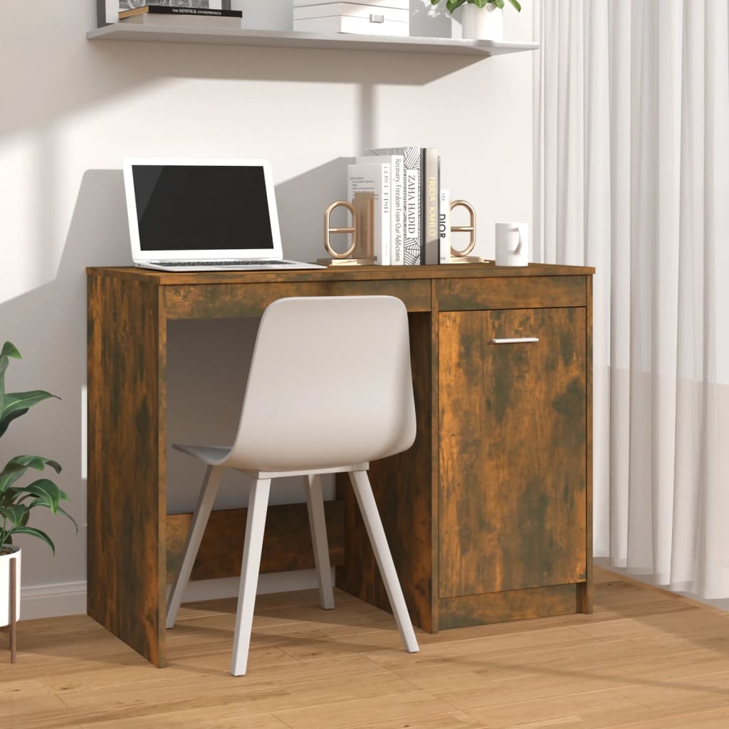 Modern Wooden Home Office Computer Desk Table With Storage Cupboard Wood