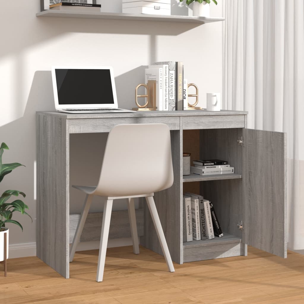 Modern Wooden Home Office Computer Desk Table With Storage Cupboard Wood