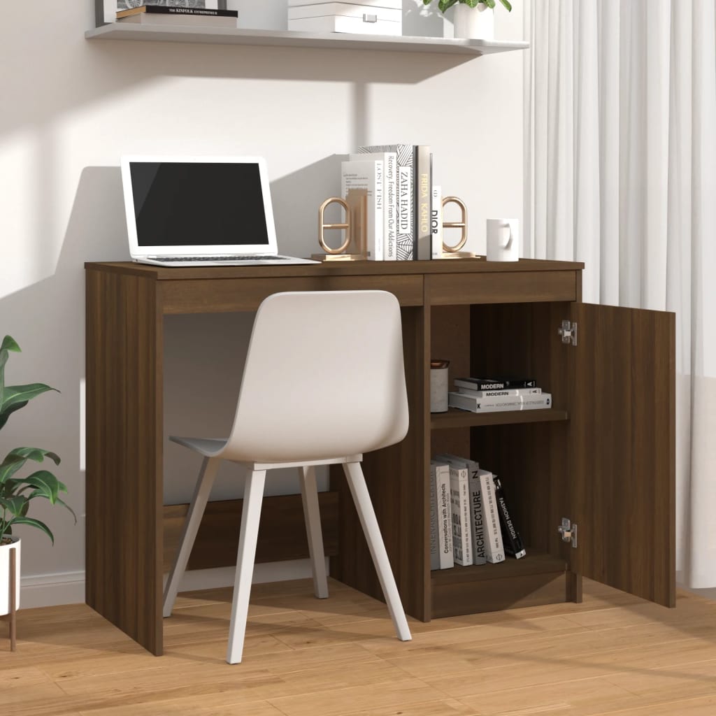 Modern Wooden Home Office Computer Desk Table With Storage Cupboard Wood