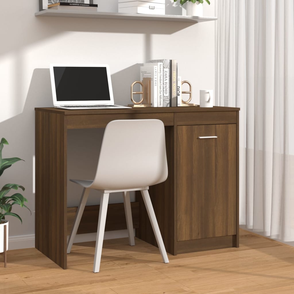 Modern Wooden Home Office Computer Desk Table With Storage Cupboard Wood