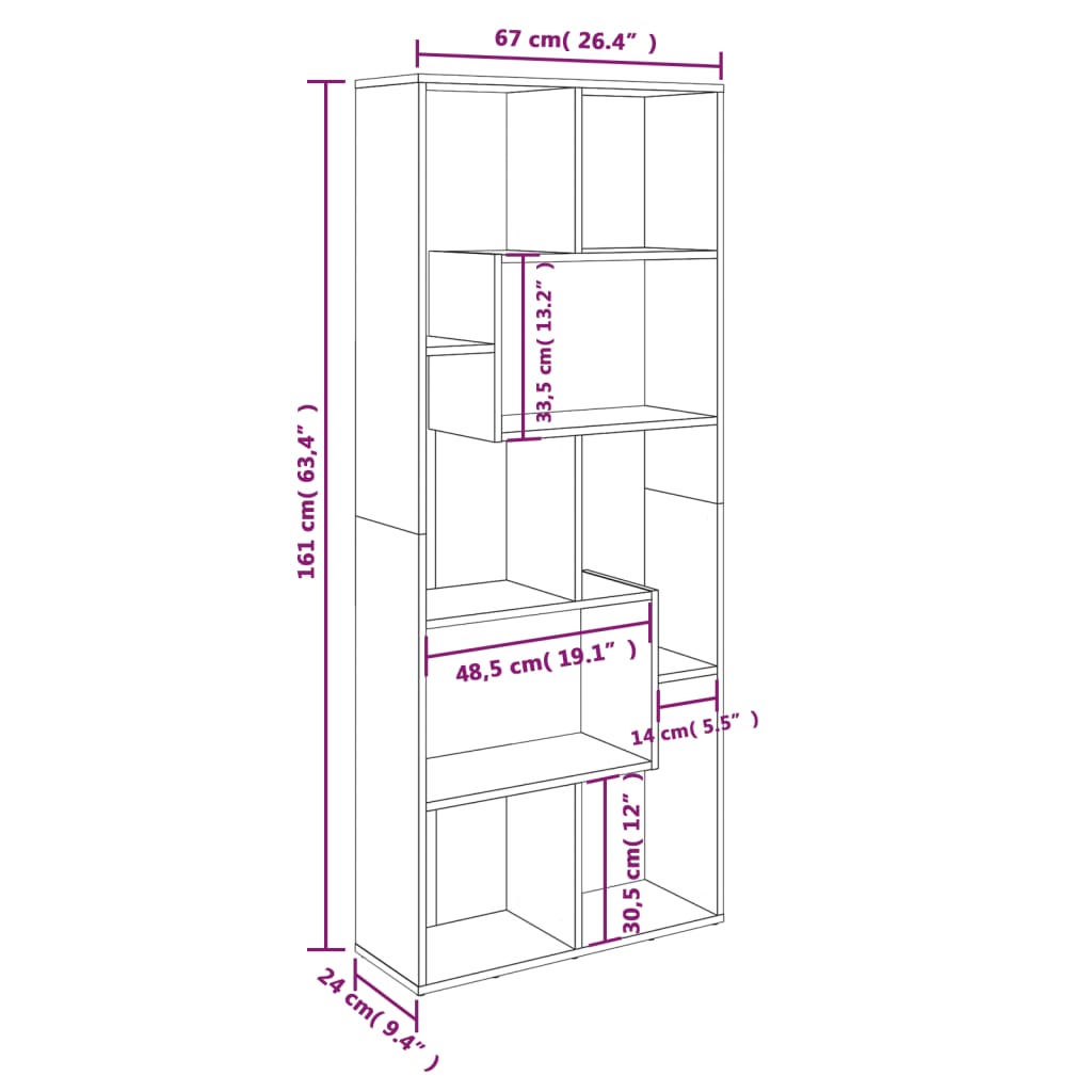 Modern Wooden Tall Open Bookcase Book Storage Cabinet Shelving Storage Display