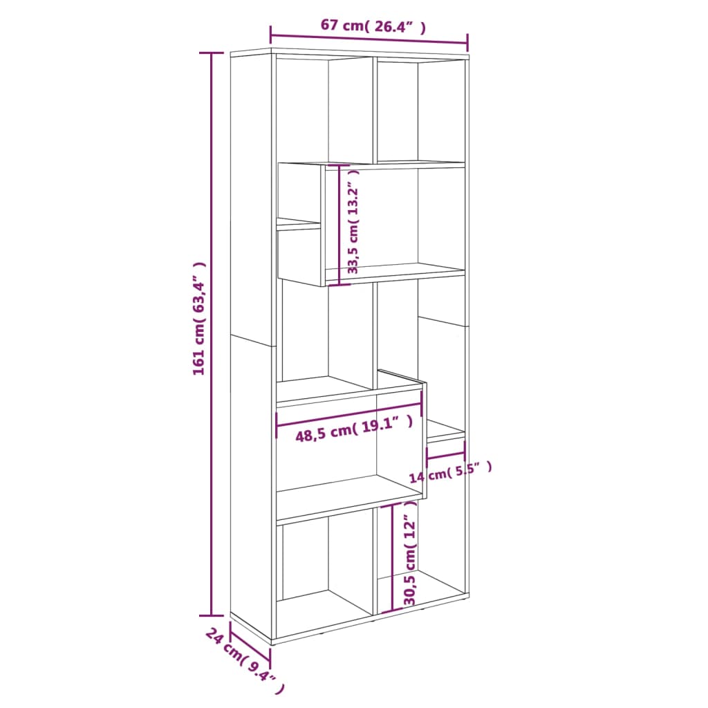 Modern Wooden Tall Open Bookcase Book Storage Cabinet Shelving Storage Display