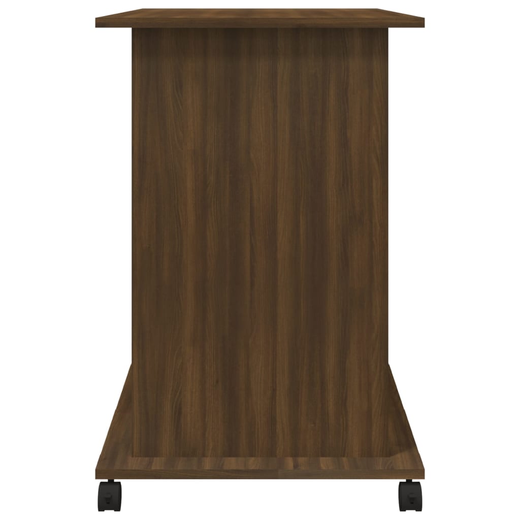 Modern Wooden Home Office Writing Computer Desk With Wheels & Keyboard Train