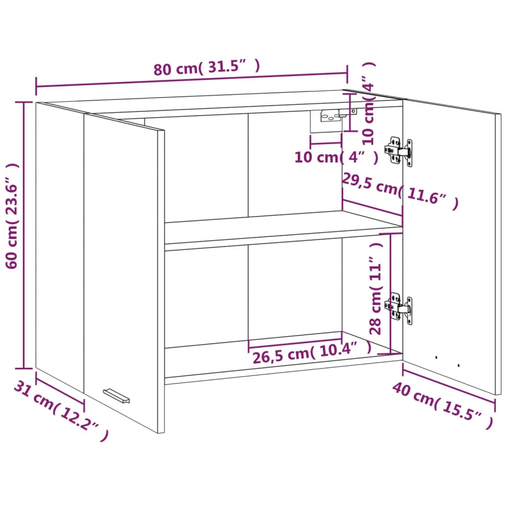 Modern Wooden Wall Mounted 2 Door Kitchen Storage Cabinet Unit