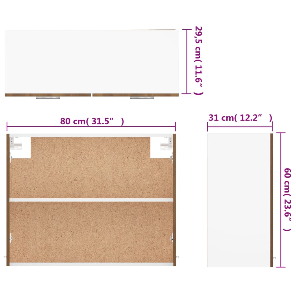 Modern Wooden Wall Mounted 2 Door Kitchen Storage Cabinet Unit