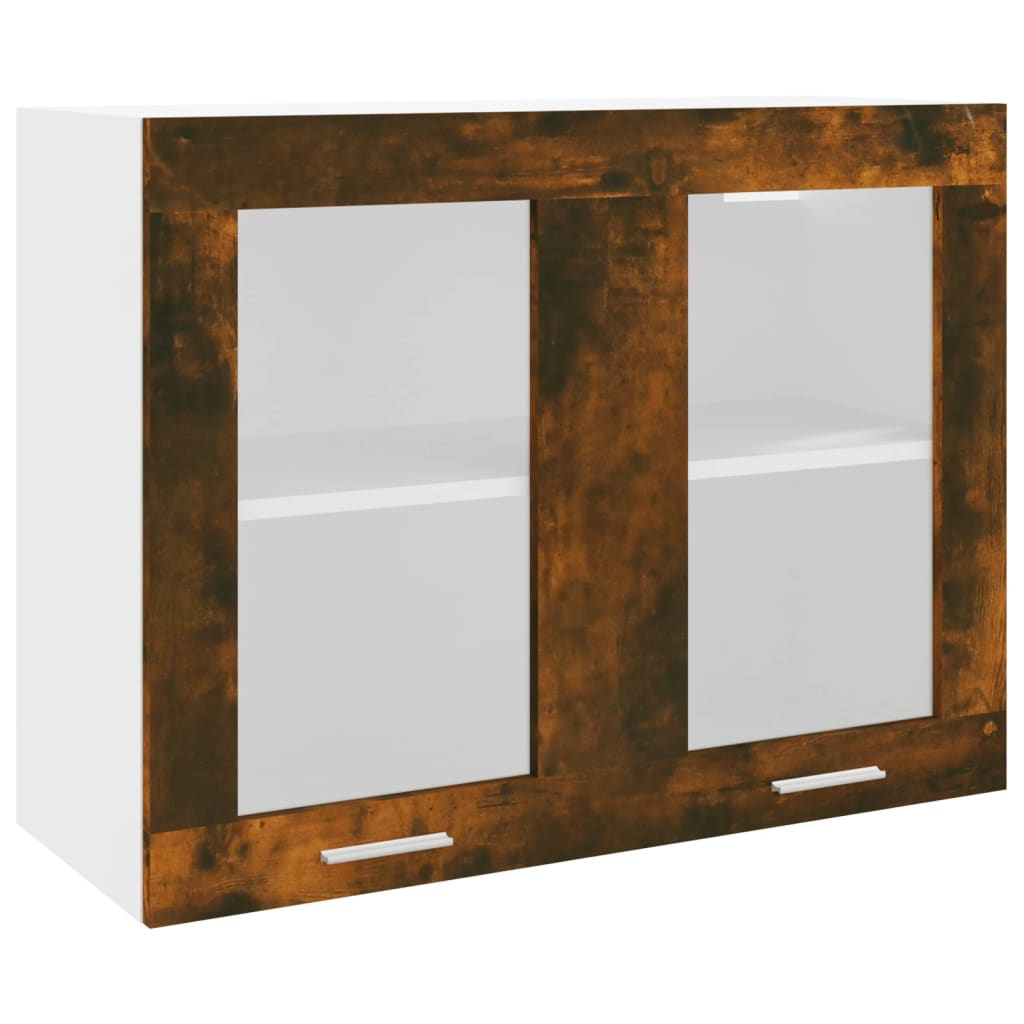 Modern Wooden 2 Door Hanging Glass Wall Mounted Kitchen Storage Cabinet Unit