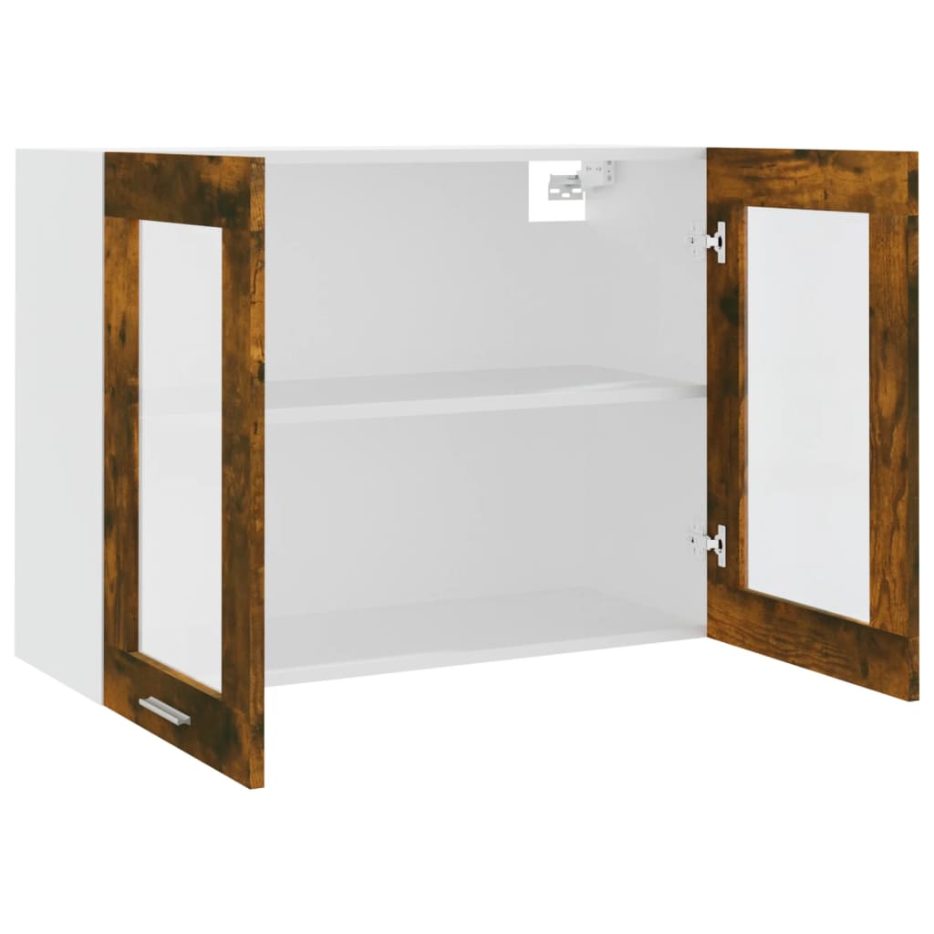 Modern Wooden 2 Door Hanging Glass Wall Mounted Kitchen Storage Cabinet Unit