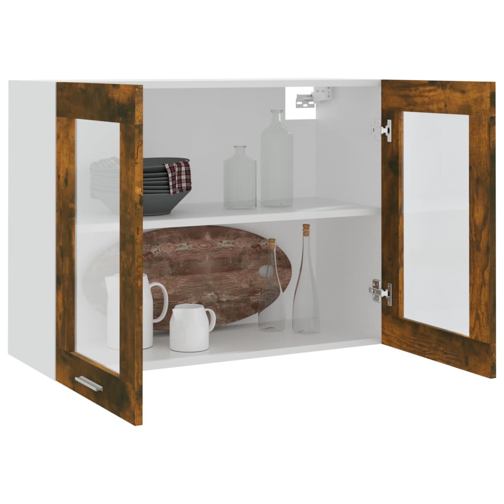 Modern Wooden 2 Door Hanging Glass Wall Mounted Kitchen Storage Cabinet Unit