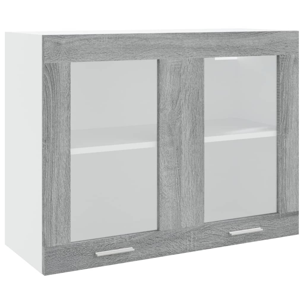 Modern Wooden 2 Door Hanging Glass Wall Mounted Kitchen Storage Cabinet Unit