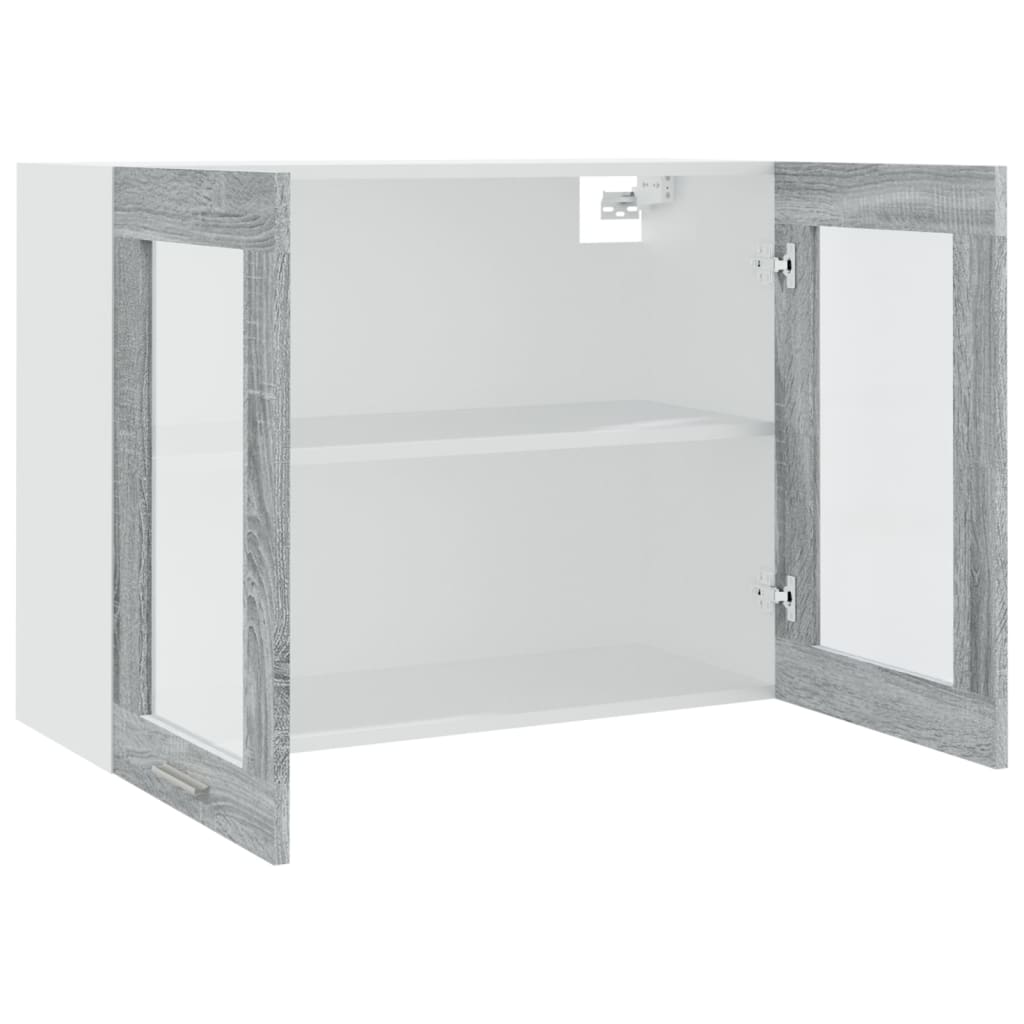 Modern Wooden 2 Door Hanging Glass Wall Mounted Kitchen Storage Cabinet Unit